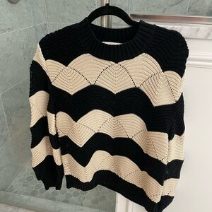 Cleobella Black and Cream Geometric Crew Neck Sweater